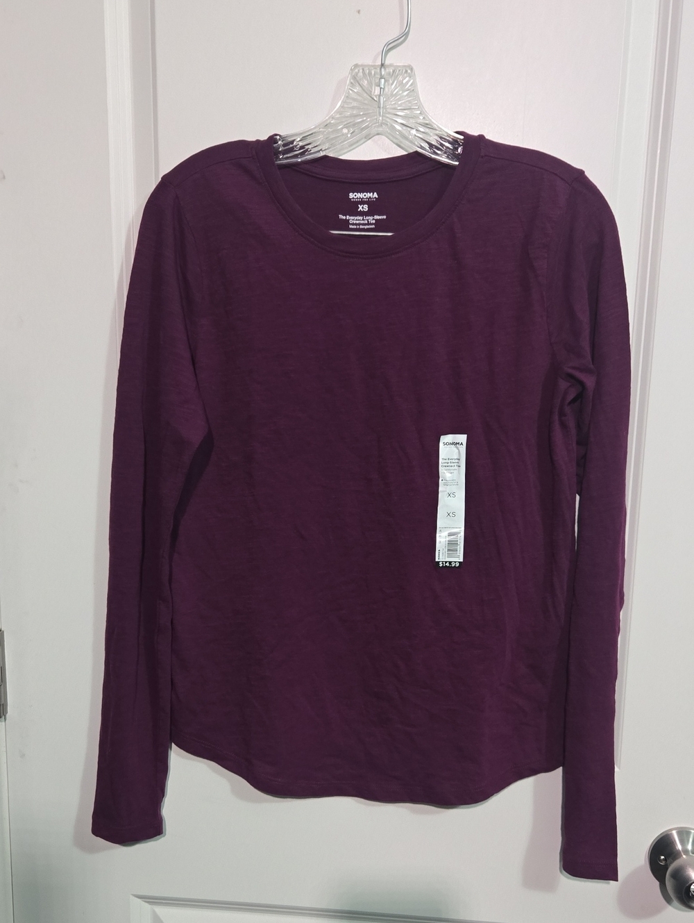 Sonoma Long Sleeve Crewneck Top in Deep Plum